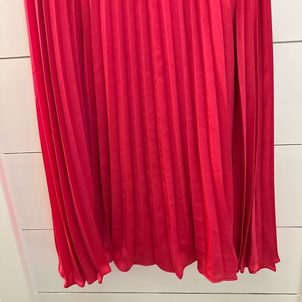 LUCY PARIS L pleated Pink smooth midi polyester woman quiet luxury trendy skirt - Picture 3 of 10